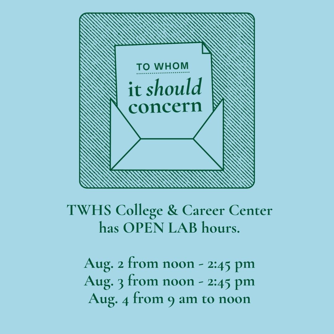 Decorative image providing the dates and hours for the College & Career Center's open lab